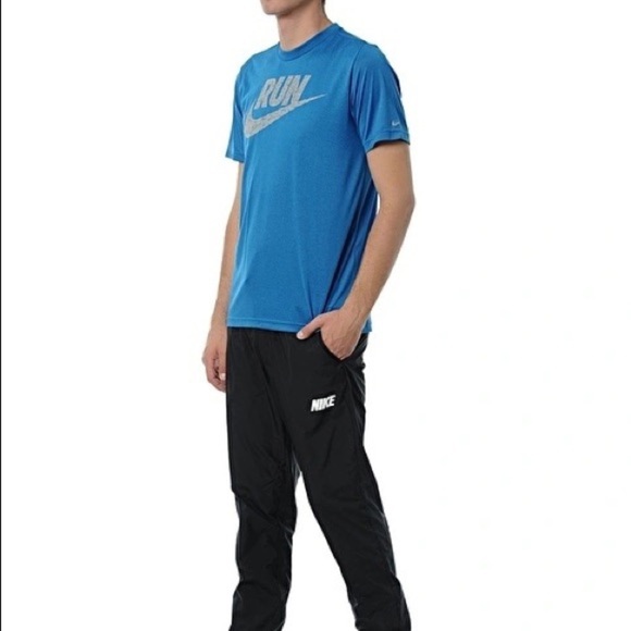 NIKE DRI-FIT Run Legend Swoosh Blue & Silver Logo Graphic Tee Short Sleeve XL - Picture 2 of 11